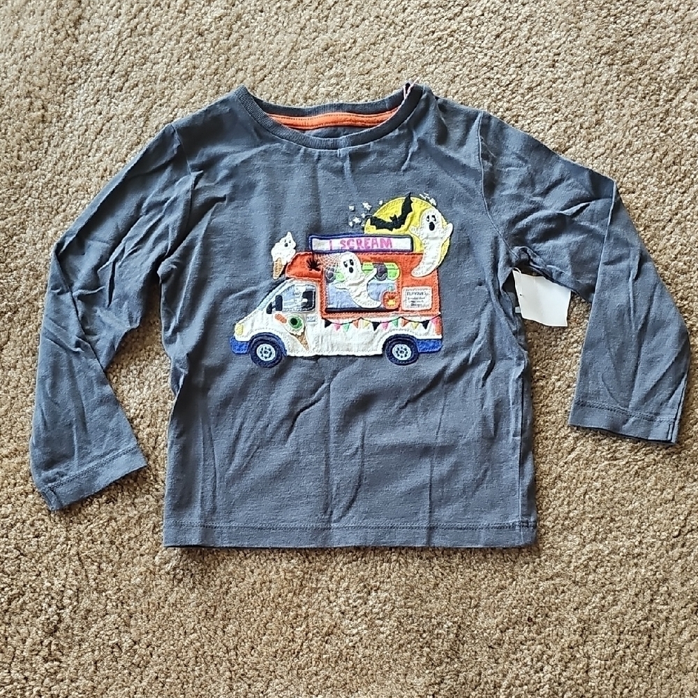 Mini Boden Gray Ice Cream Halloween Tee Size 2-3 Years